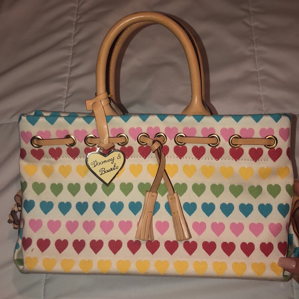 Colorful hearts Dooney and Burke mini tote